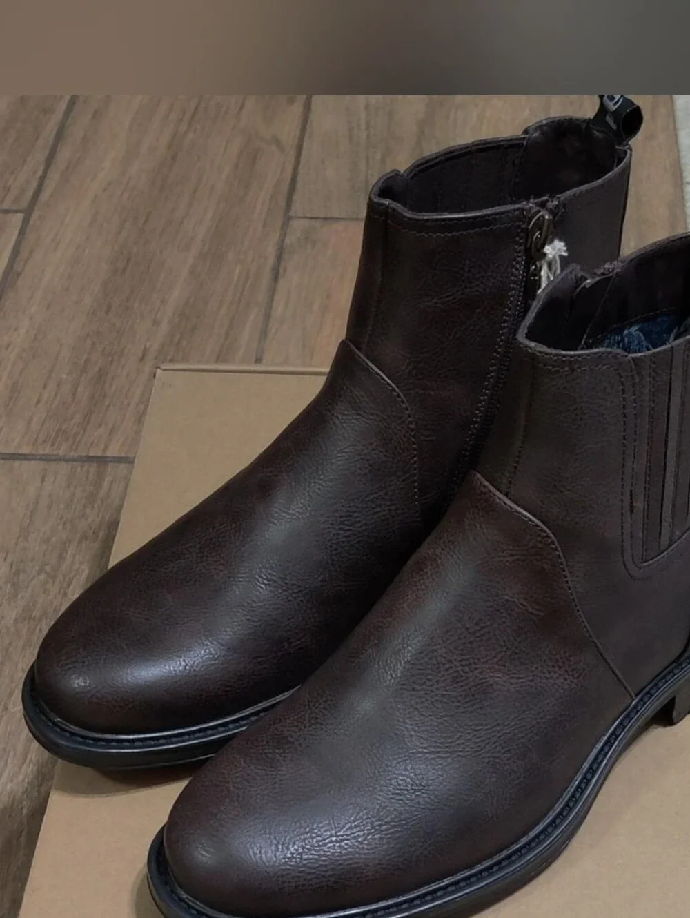 V.gan Frisee Inside Zip Boots Men's Brown Leather Chelsea Boots Size 8